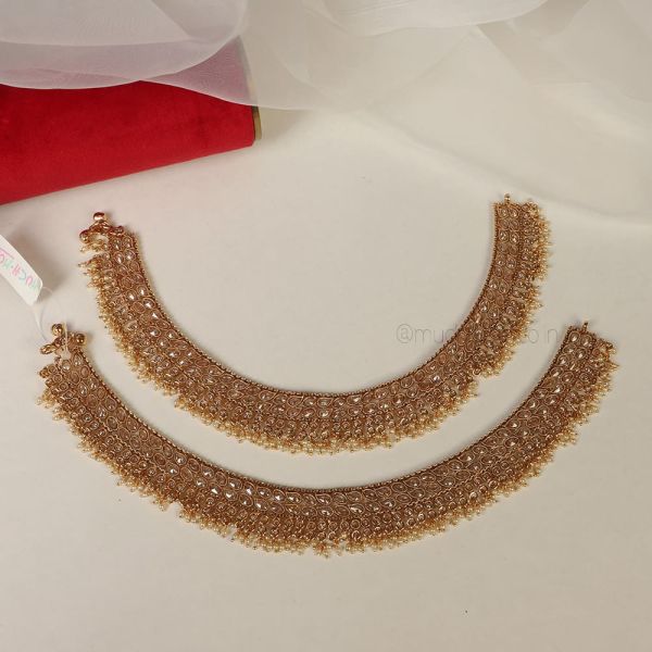 Antique Gold Polish Traditional Payal Anklet