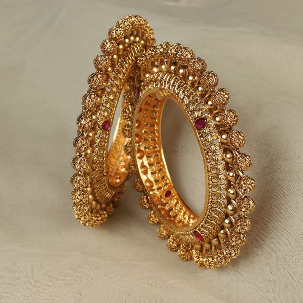Much More Gold Look Ruby Pacheli Style Bangles 