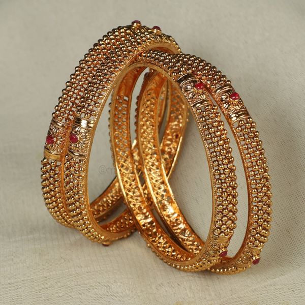 Shop Latest Collection Gold Look Ruby Bangles 