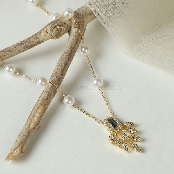 Shop Pearl Chain With Blue Diamond Pendant 