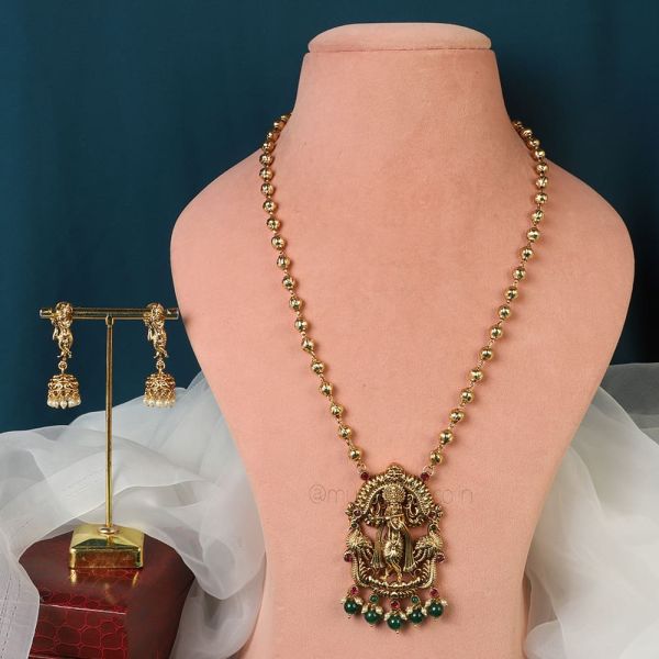 Order Green Ruby Gold Look Krishna Pendant Set