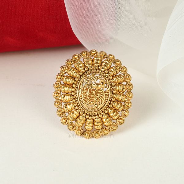 Gold Plated Peacock Oval Shaped Women Ring