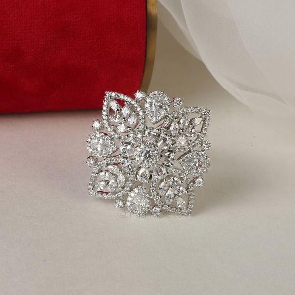 All White Polish Diamond Latest Collection Ring