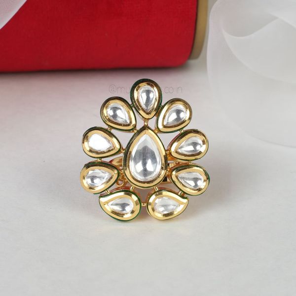 Shop Now Classic Gold Polish Kundan Ring
