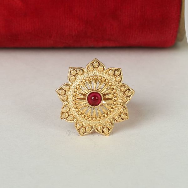 Artificial Gold Plated Small Women Ruby Ring