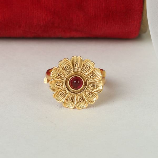 Ruby Red Gold Plated Small Ring Online In India