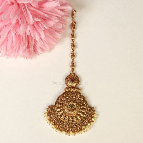 Beads Round Shaped Over Sized Maang Tikka Online