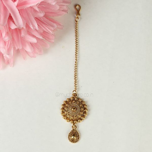 Gold Plated Small Round Maang Tikka Online