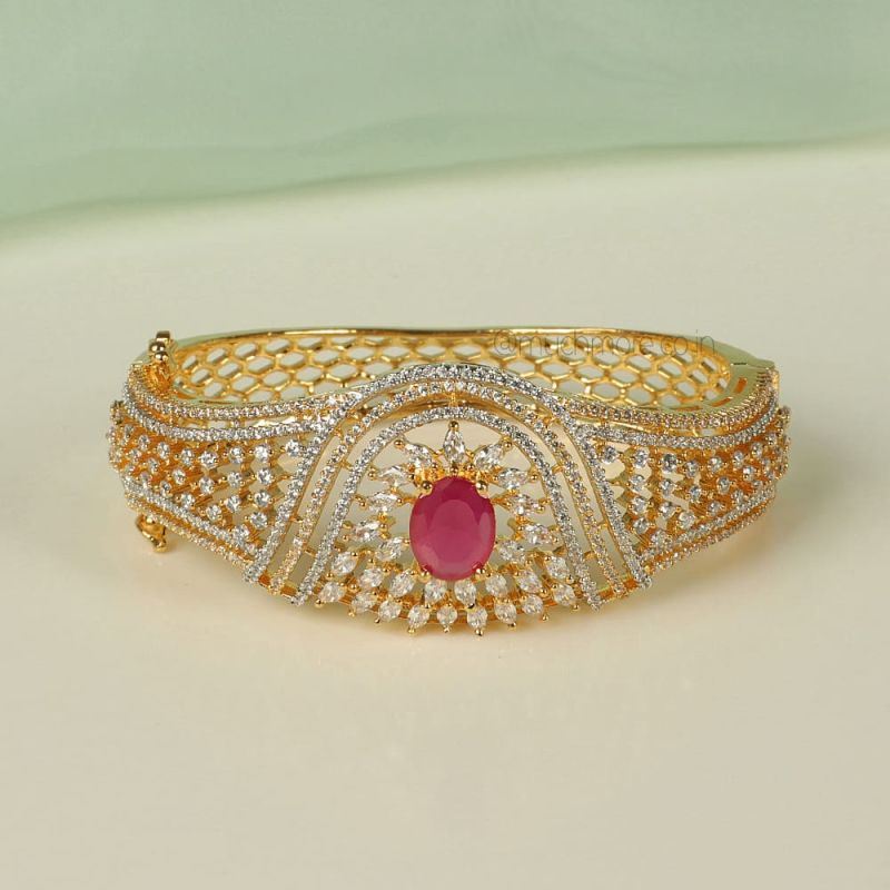 Priyaasi Bangle Bracelets and Cuffs  Buy Priyaasi Gold Plated American  Diamond Studded Bangle Set of 2 OnlineNykaa Fashion