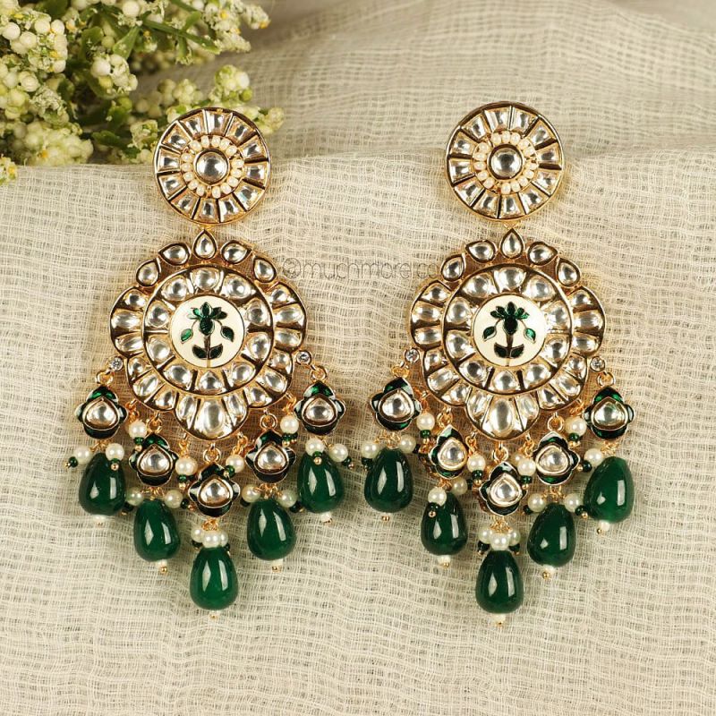 Buy Jade Green Phooljadi Earrings by HEER HOUSE OF JEWELLERY at Ogaan  Online Shopping Site