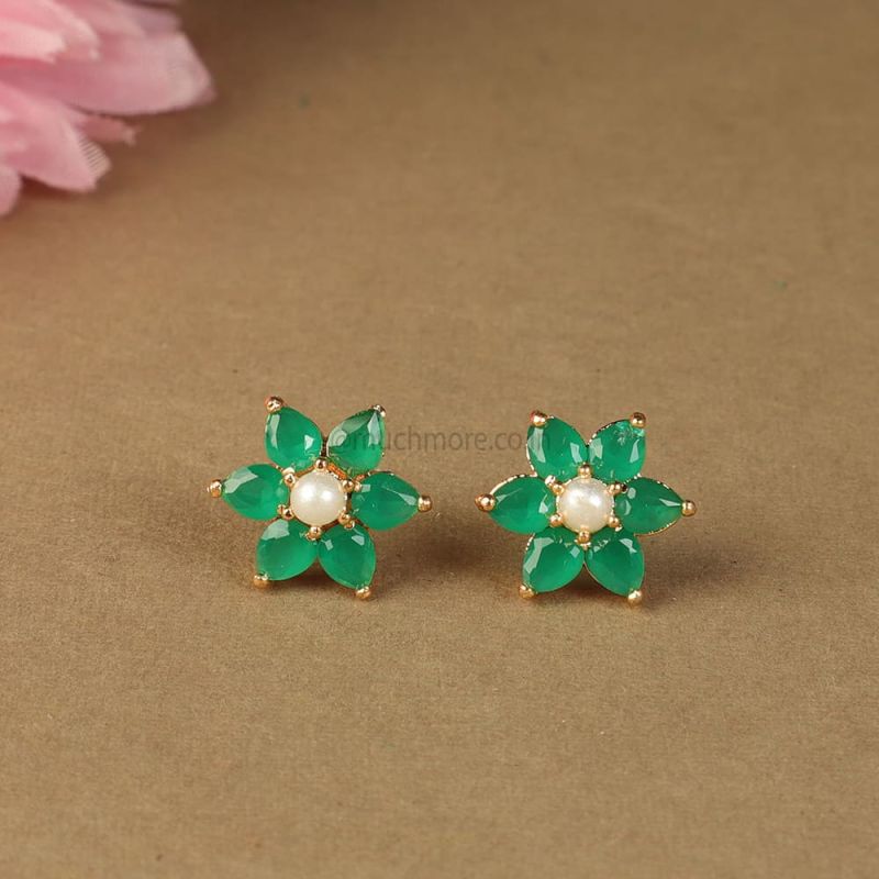 Mallika Uncut Diamonds & Emerald Earrings