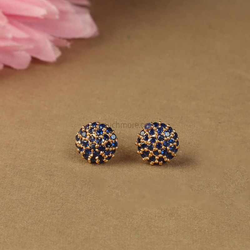 Cz studded aqua blue stone drop earrings --baongoctrading.com.vn