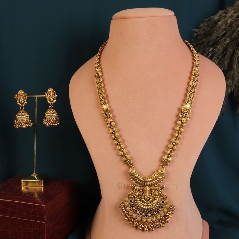 Light Weight Yellow Long Gold Necklace – Welcome to Rani Alankar-hanic.com.vn