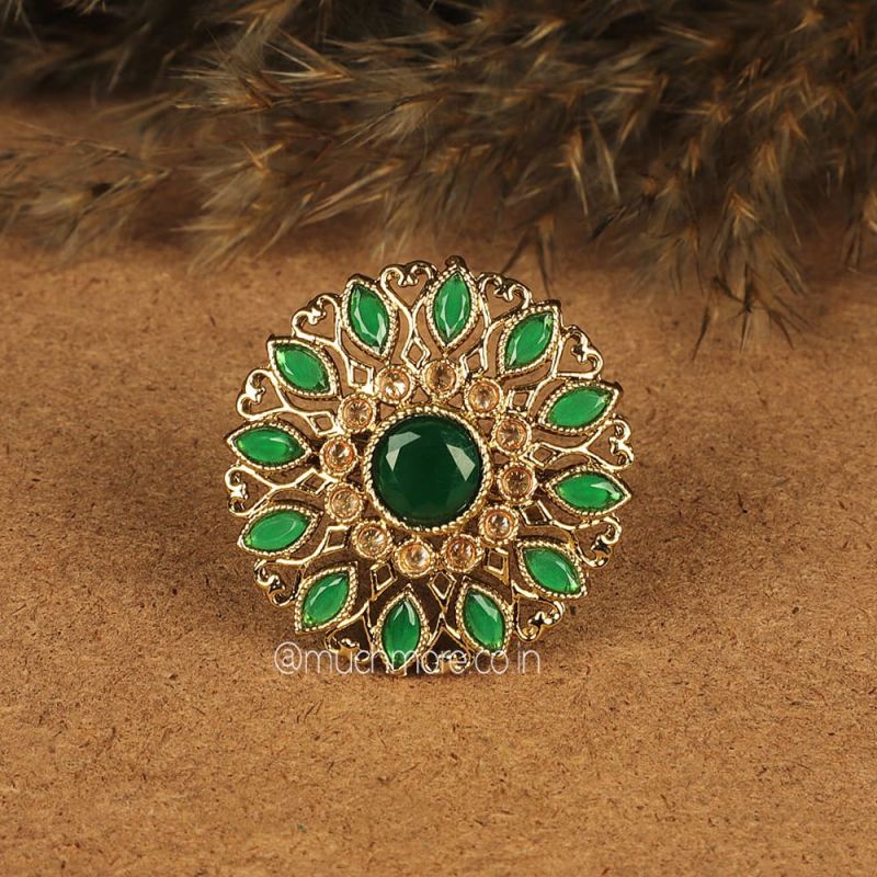 Dark Green Emerald Ring, Panna Gemstone Ring - Shraddha Shree Gems