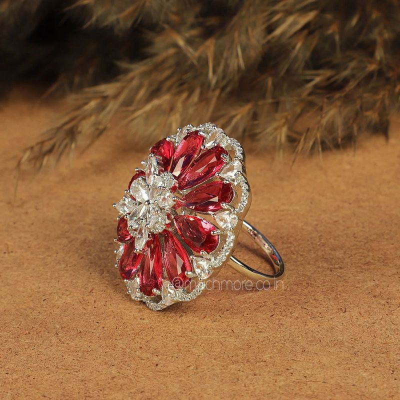 Alice 9ct Gold Vintage Ruby  Diamond Ring  Rock n Rose