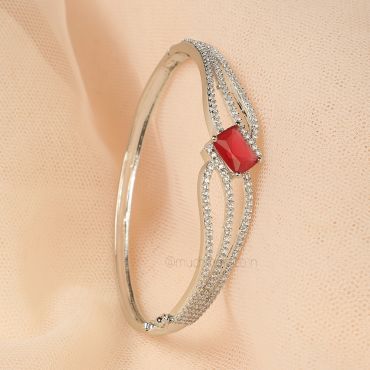 Rhodium Polish Diamond Ruby Bracelet Online In India