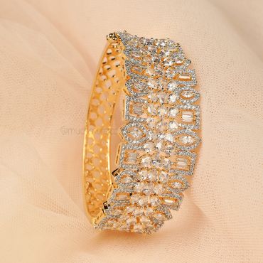 Designer Gold Polish Broad Diamond Bracelet
