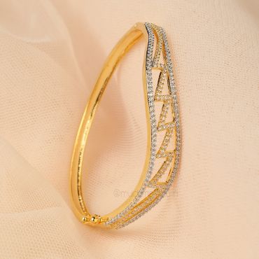 Silver Gold American Diamond Kada Style Bracelet