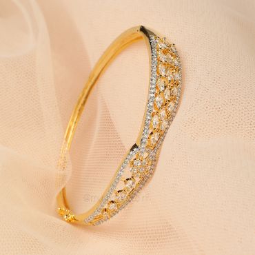 Gold Plated Diamond Studded Women Kada Bracelet