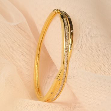 Baguette Diamond Studded Gold Polish Bracelet
