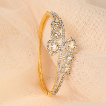 Gold Polish American Diamond White Kada Bracelet