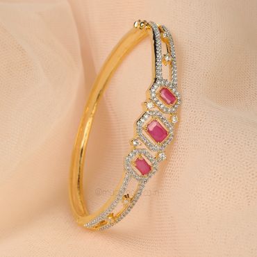Gold Plated Ruby Studded Women Diamond Bracelet