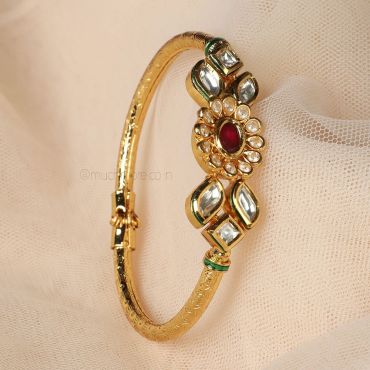 Kundan Ruby Kada Style Bracelet By Much More 