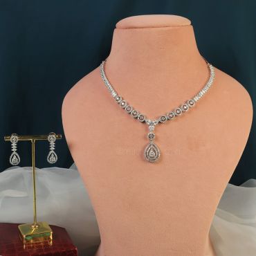 Latest Diamond Pendant Necklace Earrings