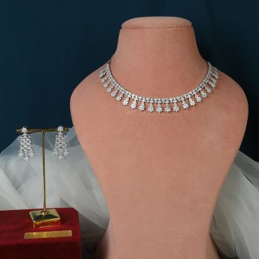 Silver Plated Diamond Light Necklace Set