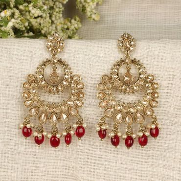 Double Layer Ruby Drop Antique Earrings