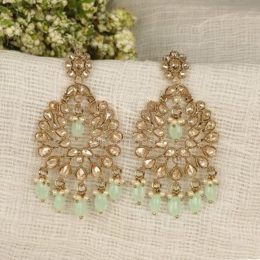 Mint Green Drop Antique Gold Polish Beautiful Earrings