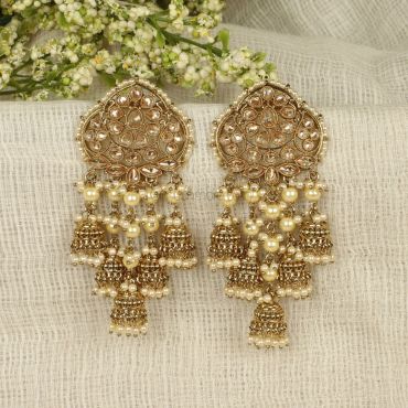Antique Gold Jhumka Style Earrings By Much More