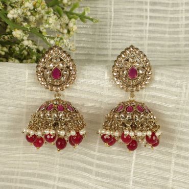 Ruby Antique Gold Jhumka Style Earrings By Much More