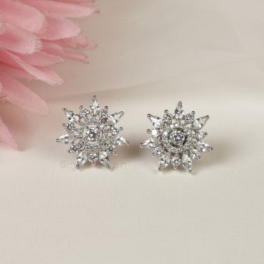 Order Flower White American Diamond Earrings
