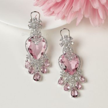 baby Pink Silver Polish Diamond Earrings