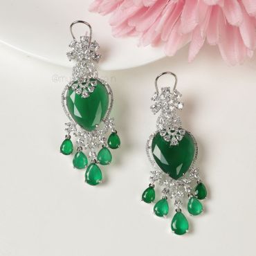 Much More Emerald Silver Polish Diamond Earrings