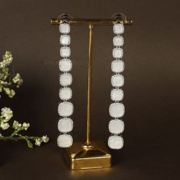 Long Liner Mother Of Pearl Diamond Earrings