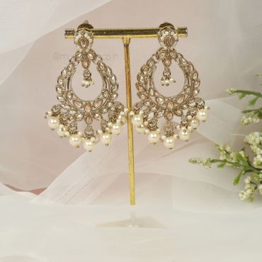 Antique Gold Polish Jhala Style Big Earrings