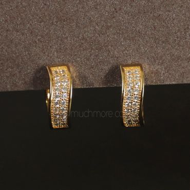 Gold Polish Dimaond Hoops For Women