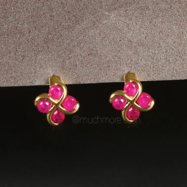 Small And Cute Ruby Pink Tone Hoops