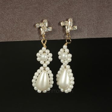Pearl With Gold Polish Earrings