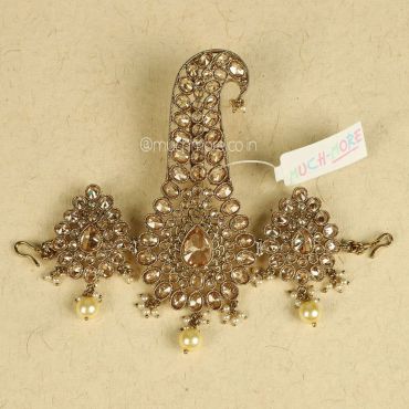 Beautifully Crafted Antique Gold Tone Groom's Kalgi/Pin 