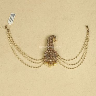 Designer Groom's Kalgi/Pin/Brooch With Side Strands Of Pearls