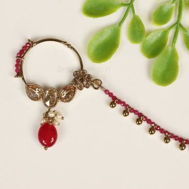 Ruby Hanging Small Size Nose Ring For Brides