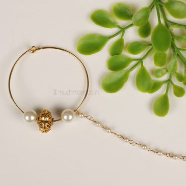 Pearl With gold Bead Nose Ring For Wedding