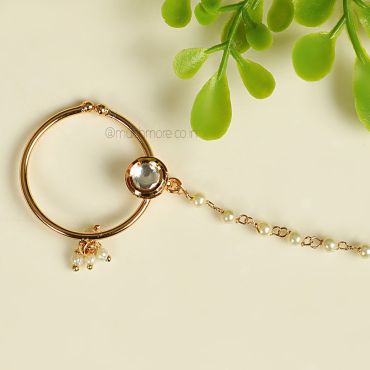 Classic Gold Polish Kundan Nath/Nose Ring For Brides