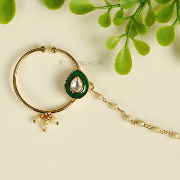 Purchase Online Emerald Green Kundan Bridal Nath 