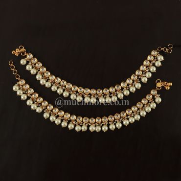 kundan Pearl Payal Anklet For Women And Girls