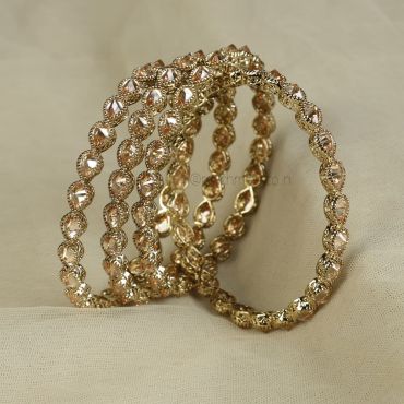 4 Bangles In Antique Gold Polish by Much More