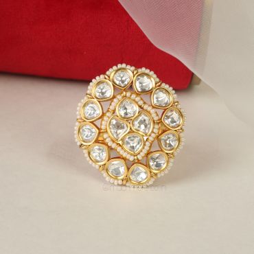 Designer Kundan With pearl Traditional Ring